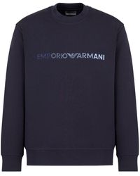 Emporio Armani - Logo-embroidered Crew-neck Sweatshirt - Lyst