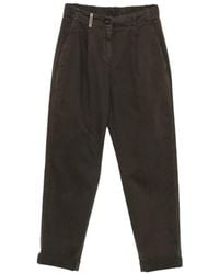 Peserico - Pleated-Detail Turn-Up Trousers - Lyst
