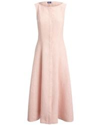 Polo Ralph Lauren - Striped Linen Midi Dress - Lyst