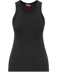 DIESEL - T-Anky Geribbelde Tanktop Met Logoplakkaat - Lyst