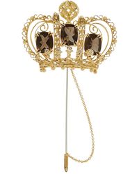 Dolce & Gabbana - 18Kt Geel- En Witgouden Royal Broche Met Kwarts En Diamant - Lyst