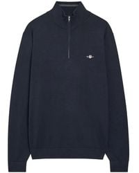 GANT - Half-Zip Logo-Embroidered Sweater - Lyst