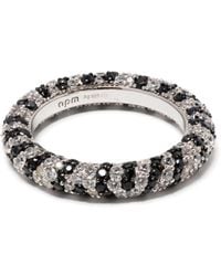 Apm Monaco - Striped Crystal-embellished Ring - Lyst