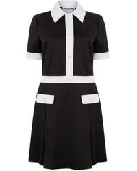 Moschino - Contrast-Trim Pleated Mini Dress - Lyst