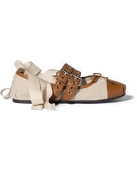 Miu Miu - Canvas And Leather Ballerinas - Lyst