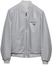 Prada - Nappa Leather Bomber Jacket - Lyst