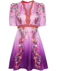 Saloni - Tabitha Zijden Mini-jurk Met Bloemenprint - Lyst