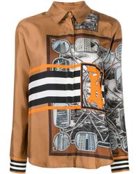 Burberry Camisa con estampado gráfico - Marrón