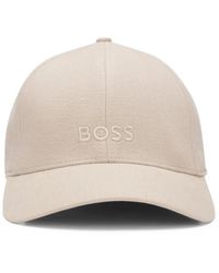 BOSS - Baseballkappe Aus Leinen Mit Stickerei - Lyst