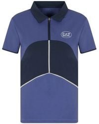 EA7 - Zip-Fastening Logo-Print Polo Top - Lyst