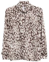 Imperial - Abstract-Print Gathered Blouse - Lyst
