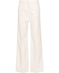 Valentino Garavani - Beige Toile Iconographe Flocked Tailored Trousers - Women's - Cotton/viscose/silk - Lyst
