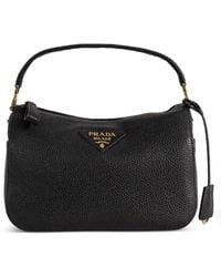 Prada - Small Logo-Plaque Leather Shoulder Bag - Lyst