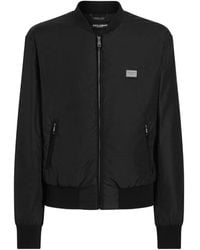 Dolce & Gabbana - Nylon Jacket With Logo Plaque - Lyst