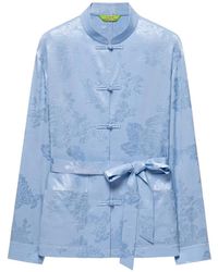 Shanghai Tang - Floral-Jacquard Belted Shirt - Lyst