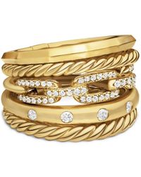 David Yurman - 18Kt Stax Five Row Diamond Ring (15Mm) - Lyst