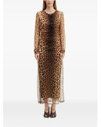 Sportmax - Leopard-Print Long-Sleeve Maxi Dress - Lyst
