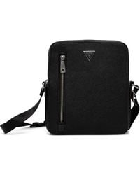 Guess - Logo-Plaque Saffiano-Effect Crossbody Bag - Lyst
