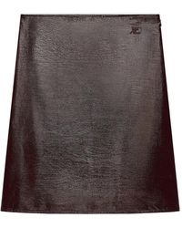 Courreges - Vinyl A-Lijn Rok Op Knielengte Met Logopatch - Lyst
