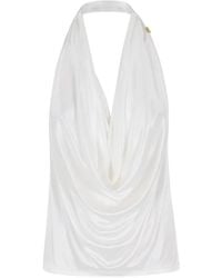 Elisabetta Franchi - Halterneck Cowl-Neck Blouse - Lyst