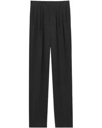 Saint Laurent - Mid-Rise Silk Habotai Pants - Lyst