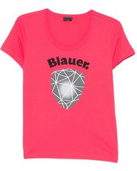 Blauer - Logo-Print Cotton T-Shirt - Lyst