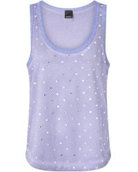 Pinko - Embellished Mesh Tank Top - Lyst