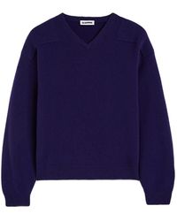 Jil Sander - Drop-Shoulder V-Neck Sweater - Lyst