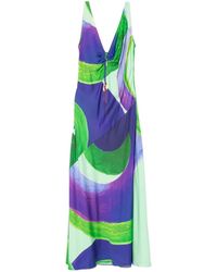 Themis Z - Robe Longue Ianthe À Imprimé Abstrait Et Détail De Fronces - Lyst