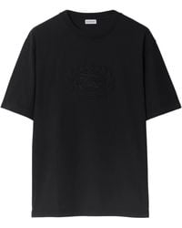 Burberry - Katoenen T-shirt Met Borduurwerk - Lyst