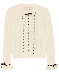 Valentino Garavani - Cable-Knit Ruffled-Cuff Sweater - Lyst