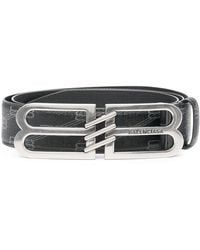 Balenciaga - Bb Logo Buckle Belt Black/grey - Lyst