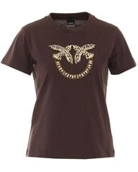 Pinko - Love Birds Crystal-Embellished T-Shirt - Lyst