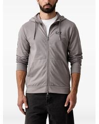 EA7 - Logo-Print Zip-Up Hoodie - Lyst