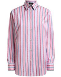 Etro - Cotton Jacquard Shirt With Trim And Fil Coupé Stripe Motif - Lyst