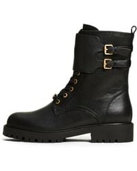 Twinset - Leather Combat Boots With Straps - Lyst