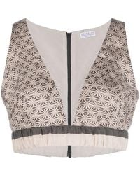 Brunello Cucinelli - Geometric-Print Silk Top - Lyst