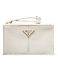 Prada - Leather Card Holder With Zipper - Lyst