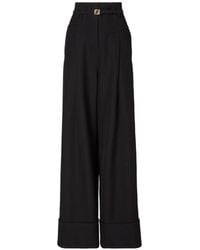 Fendi - Grain De Poudre Wool Trousers - Lyst
