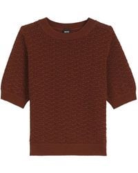 BOSS - Pointelle-Knit Short-Sleeve Sweater - Lyst