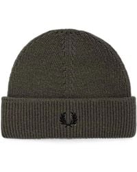 Fred Perry - Logo-Embroidered Wool Beanie Hat - Lyst
