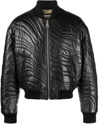 Roberto Cavalli - Stripe-Quilted Leather Bomber Jacket - Lyst
