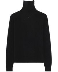 Courreges - Lambswool Zipped Collar Sweater - Lyst