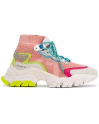 Moncler Mesh Panel Hi-top Sneakers - Pink