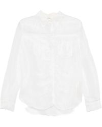 KHAITE - Allie Longchalk-Colored Silk Organza -Sleeved Shirt With Front Gathered Detailing - Lyst