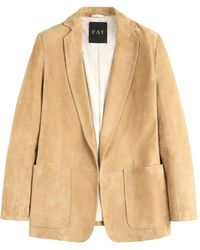 Fay - Pocket Leather Blazer - Lyst