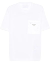 Prada - T-Shirt Re-Nylon Con Logo A Triangolo - Lyst