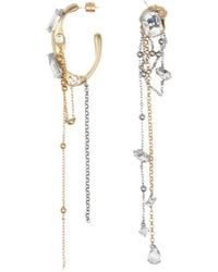 Bimba Y Lola - Two-Tone Earrings With Crimped-Crystals And Chains - Lyst