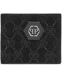 Philipp Plein - Leather French Wallet Monogram Strass - Lyst