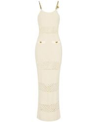 Elisabetta Franchi - Cut-Out Chain Bouclé Maxi Dress - Lyst